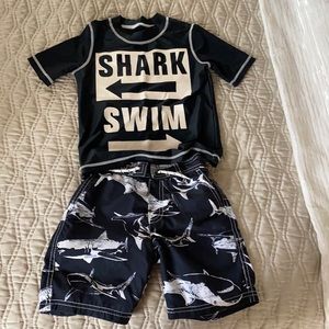 Boys swim trunks and rash guard